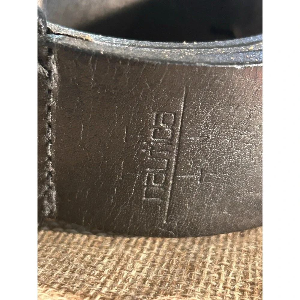 Nautica‎ Italian Leather Belt Men's 38 Roller Buckle Black Gunmetal Buckle